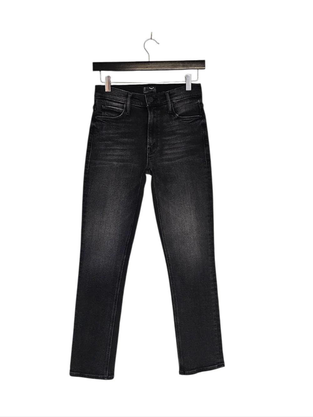 MOTHER The Mid Rise Dazzler Flood Straight Leg‎ Not Today Satan Black Jeans 26